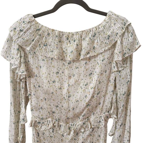 Free People Sweetest Thing Floral Ruffle Mini Dress White Size 6 - Picture 11 of 14